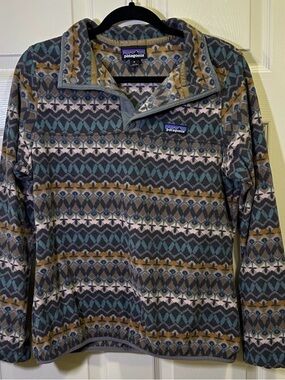 Patagonia Micro D Snap T Pullover Sweater Top Size Medium Fleece Colorful Fall